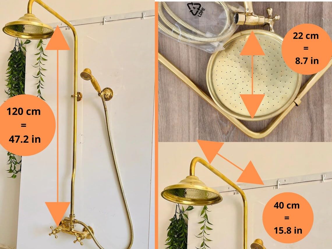 Exposed Pipe Unlacquered Brass Shower System - In-Situ Styling
