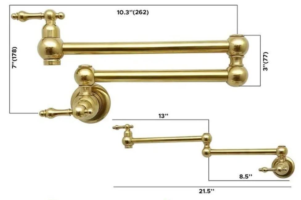 Handcrafted Unlacquered Brass Wall-Mount Pot Filler - In-Situ Styling