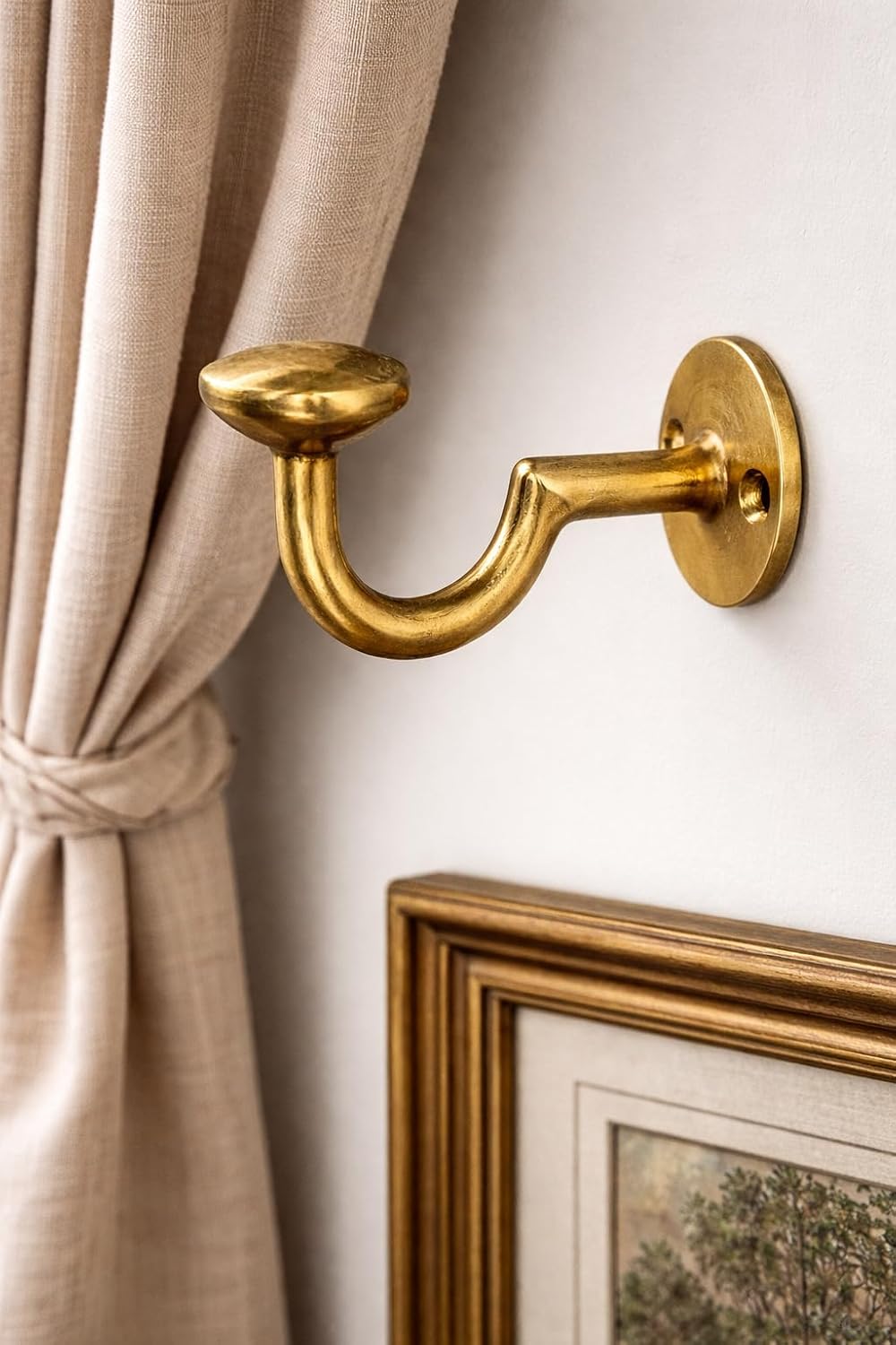 Solid Brass Wall Hooks — Set of 7 (3 - Installation & Threads