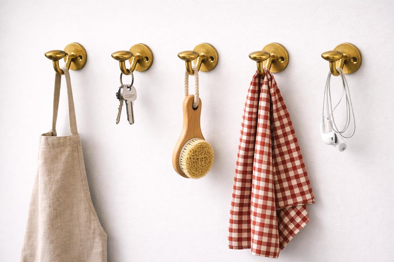 Solid Brass Wall Hooks — Set of 5 (3 - Dimension Diagram