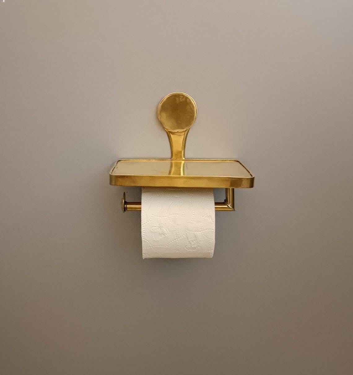 Solid Brass Toilet Paper Holder with Integrated Phone Shelf - Installation & Threads