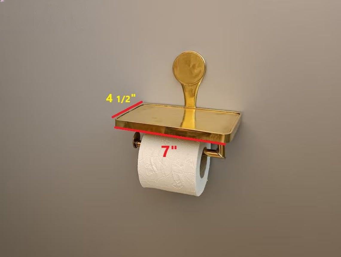 Solid Brass Toilet Paper Holder with Integrated Phone Shelf - In-Situ Styling