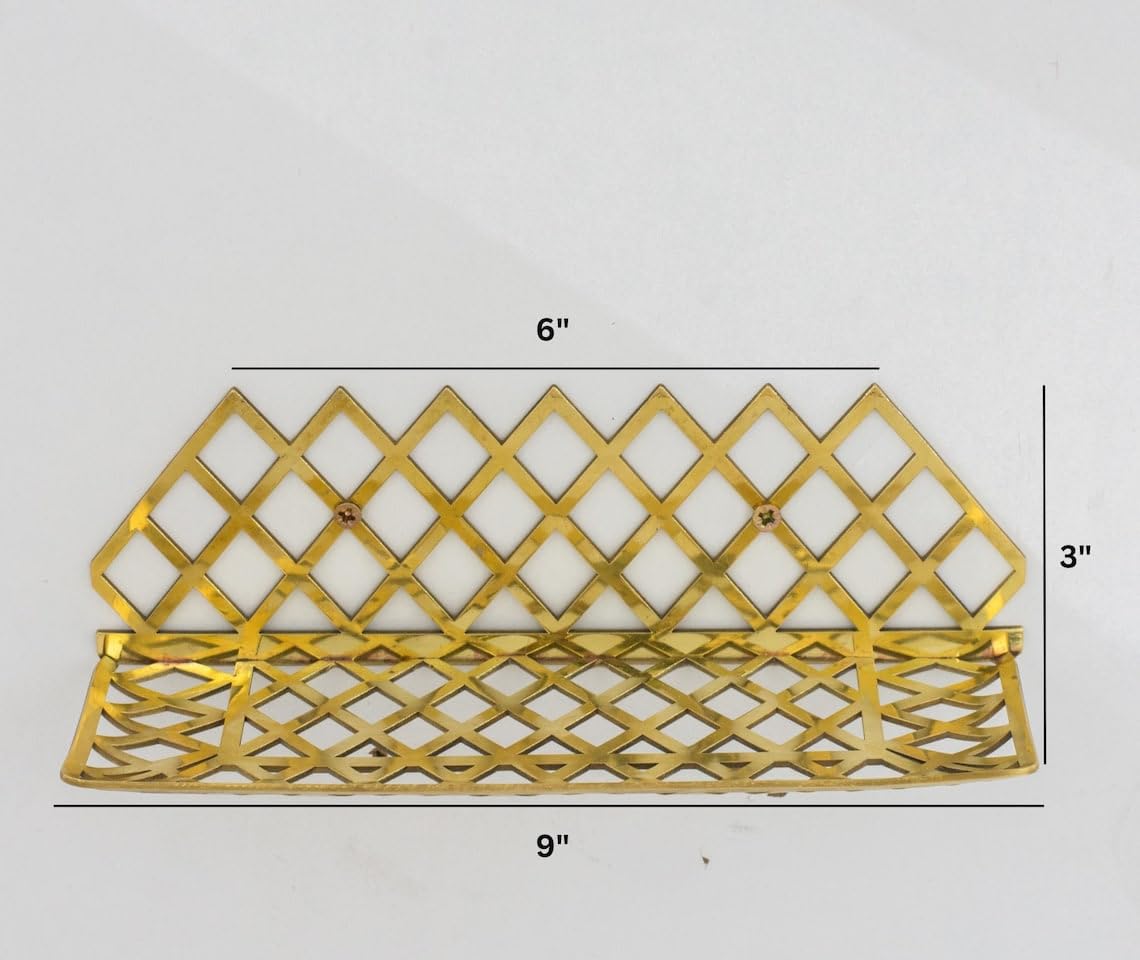 Solid Brass Wall Shower Shelf with Slotted Drainage Grid (12 - Profile Angle