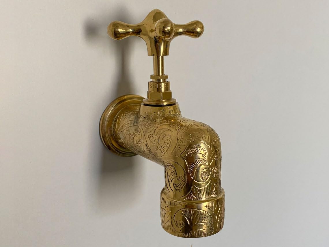 Unlacquered Solid Brass Wall Spigot & Garden Tap - Installation & Threads
