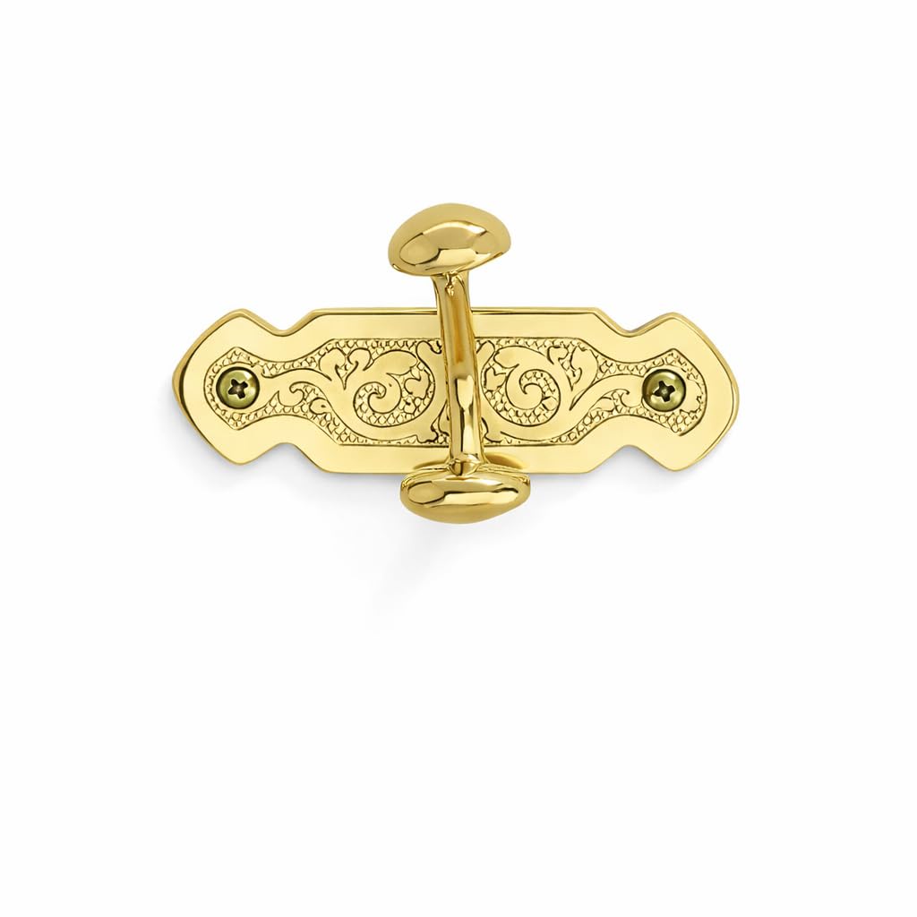Handcrafted Engraved Solid Brass Wall Hook (2.5 - Front View