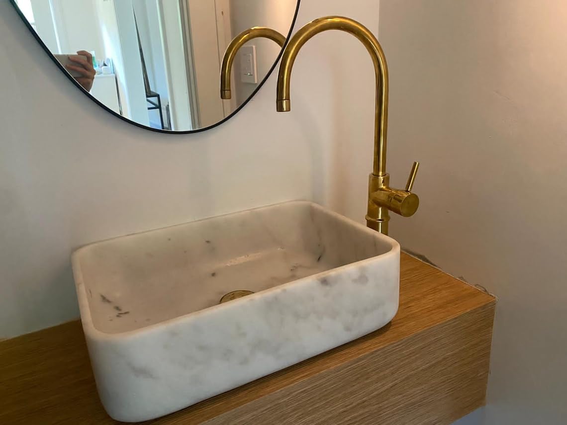 Unlacquered Solid Brass Gooseneck Kitchen Faucet - Craft Finish