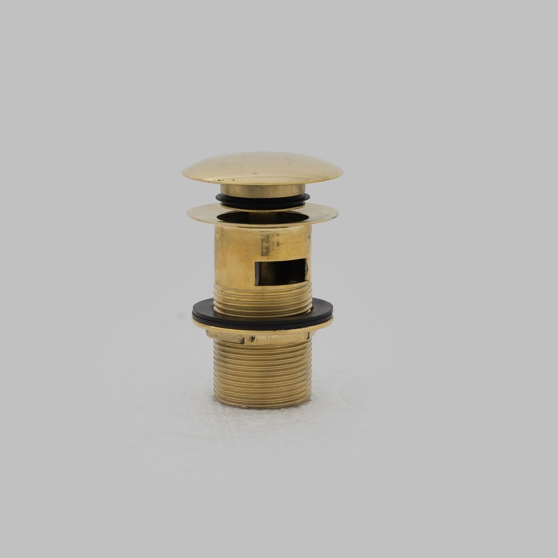 Solid Brass Bathroom Vessel Sink Pop-Up Drain (w/ Overflow) - Profile Angle