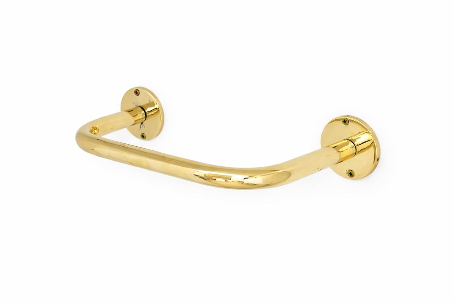 Solid Unlacquered Brass Wall-Mounted Towel Bar (24 - Front View