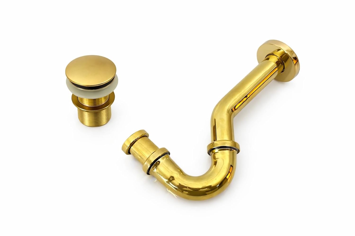 Solid Brass P-Trap & Pop-Up Drain Assembly Kit (1.25 - Front View
