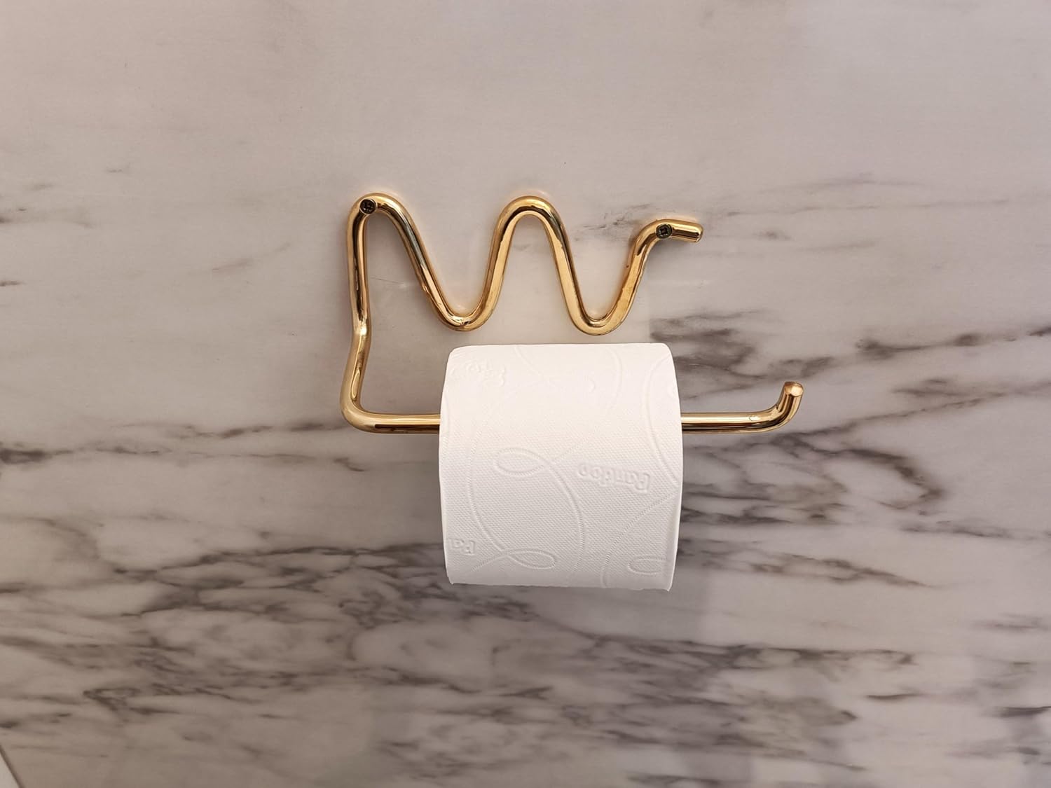 Handmade Wavy Unlacquered Brass Toilet Paper Holder - Dimension Diagram