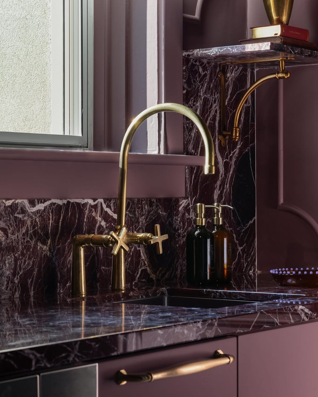 Unlacquered Brass Bridge Mixer Installed View