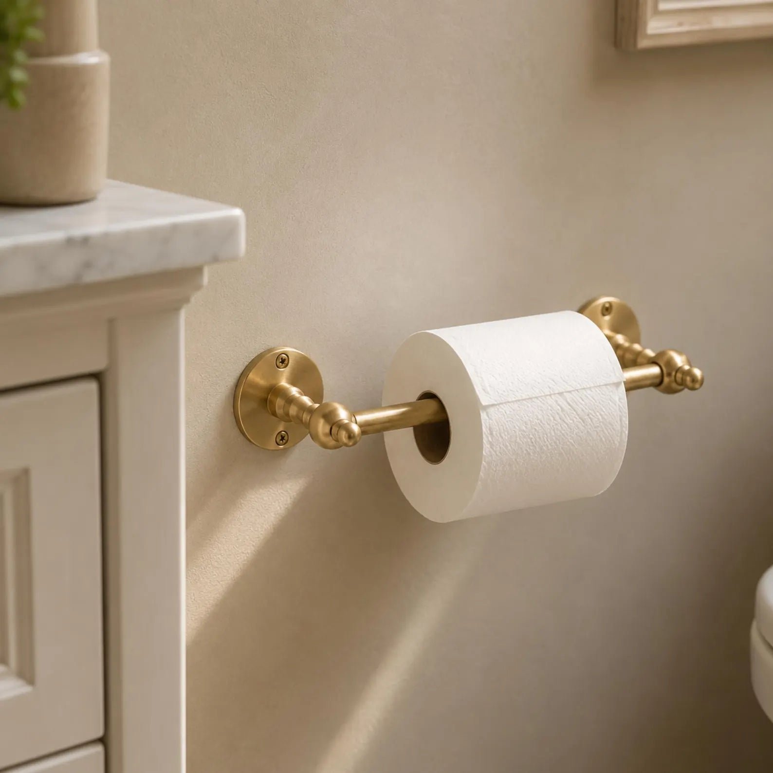 Unlacquered Solid Brass Toilet Paper Holder — Studio View