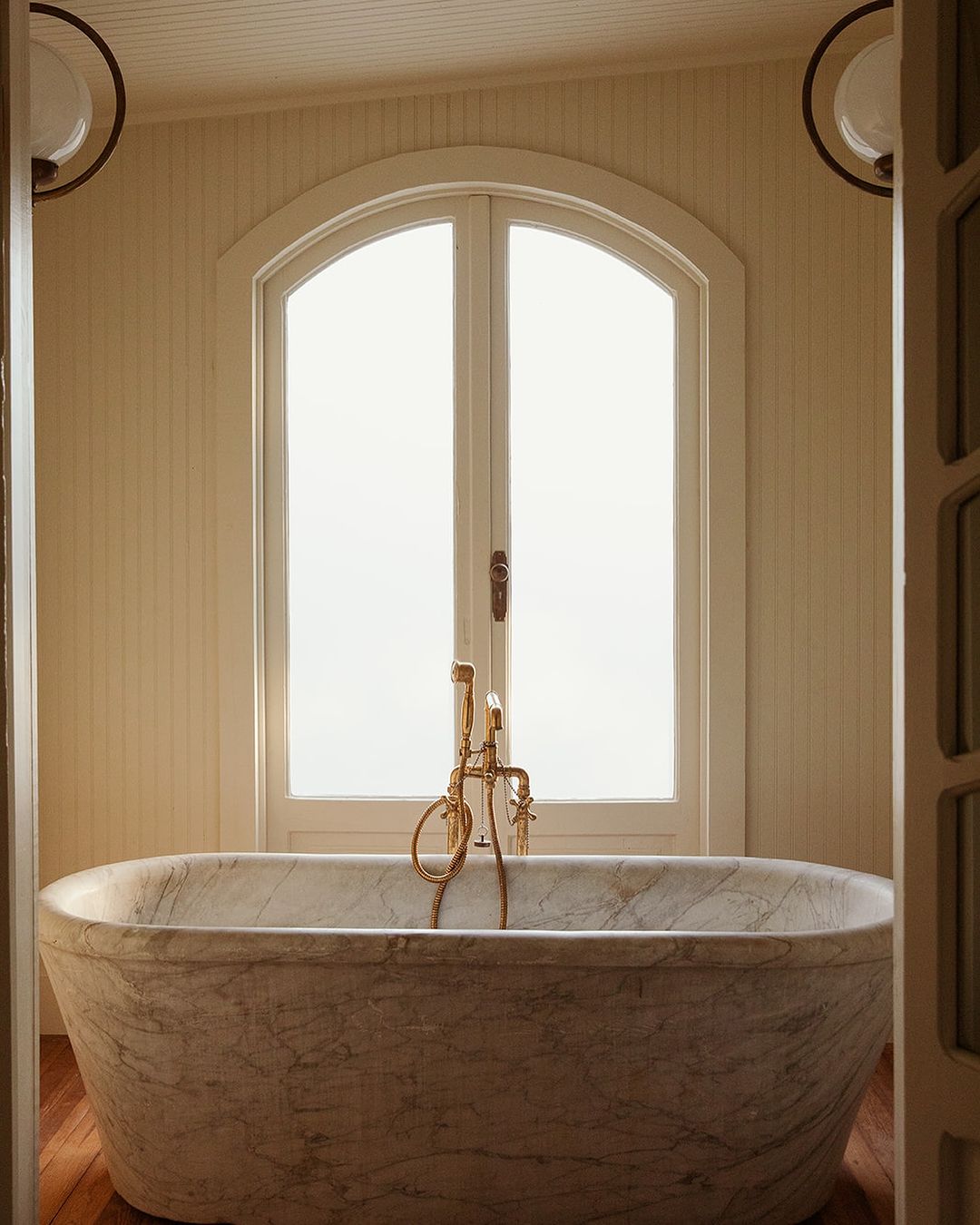 Freestanding Unlacquered Brass Tub Filler Studio View